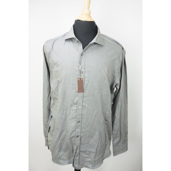 Canali CURRENT Gray Herringbone 100% Cotton Button Up Shirt Sz XL NEW - Picture 6 of 7